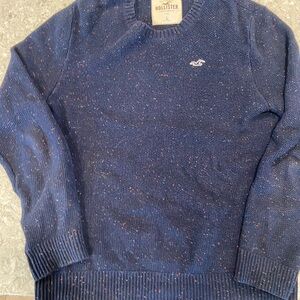 Hollister Men's Speckled Navy Crewneck Sweater